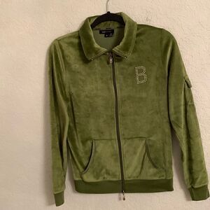 BCBG Maxazria Green Velour Suit Jacket Size M